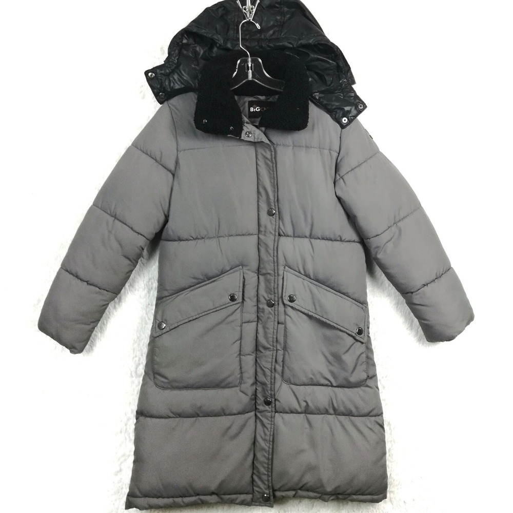 Big Chill Womens Coat Parka Puffer Hooded Gray Long Winter Jacket Full Zip S‎
